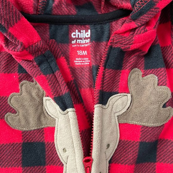 Child of Mine by Carter's Hooded Plaid Onesie - Picture 2 of 2